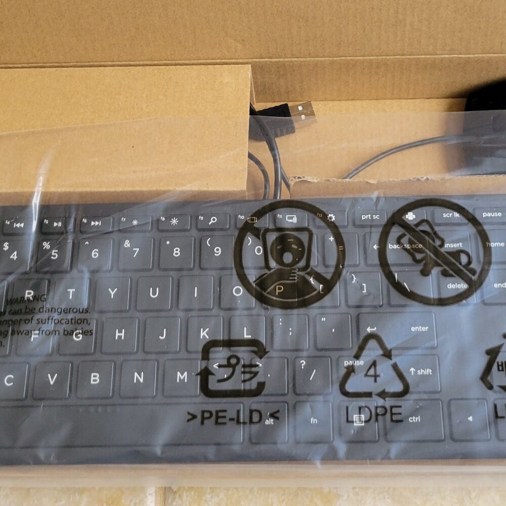New HP Wired USB Keyboard & Mouse Combo - Black - Model TPC-P001K / TPC-P001M